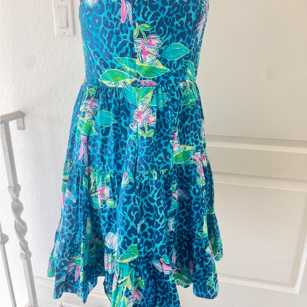 🦄Lilly Pulitzer Sz 12 Allison Dress Formentera Cheetah Turquoise Hot on the Spot - Picture 11 of 13